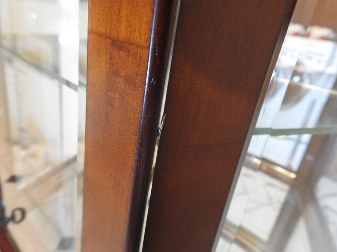 Cherry Finish Lighted Curio Cabinet - 12