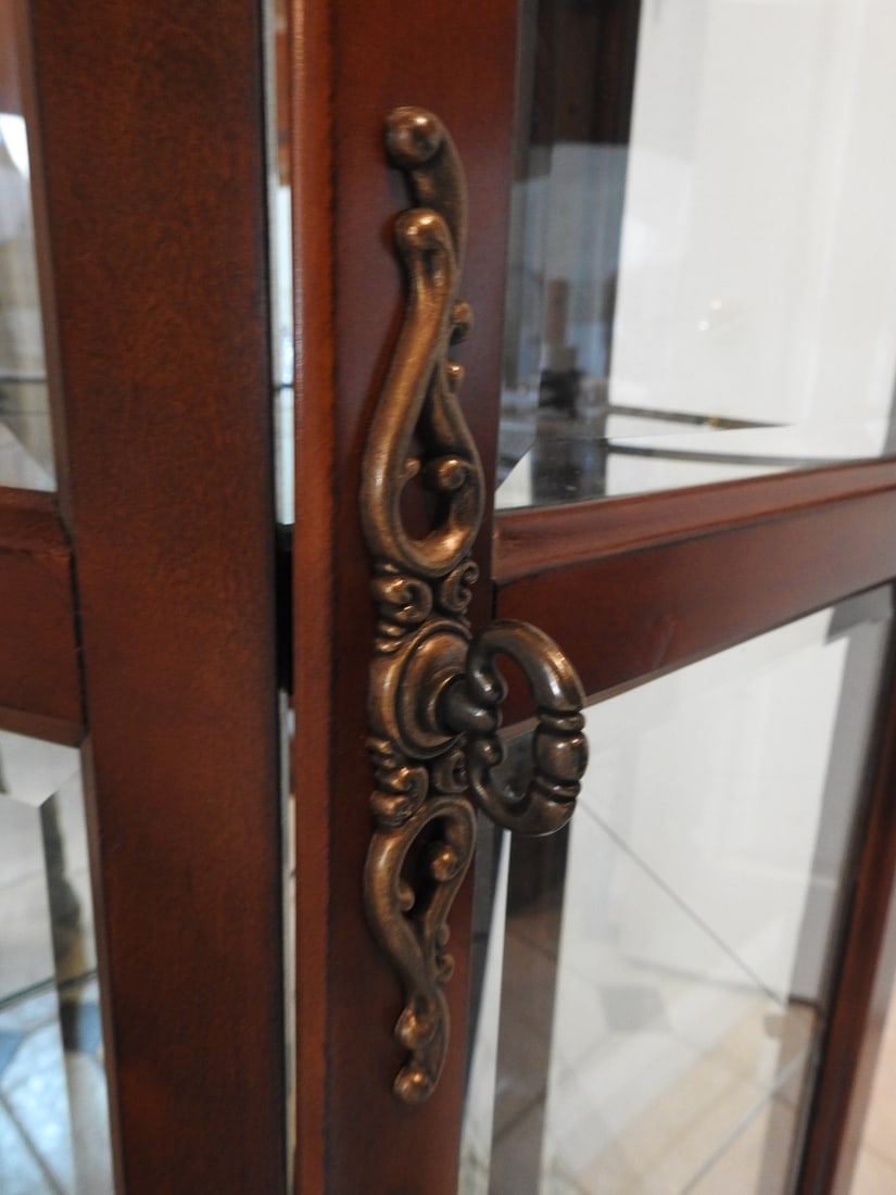 Cherry Finish Lighted Curio Cabinet - 15