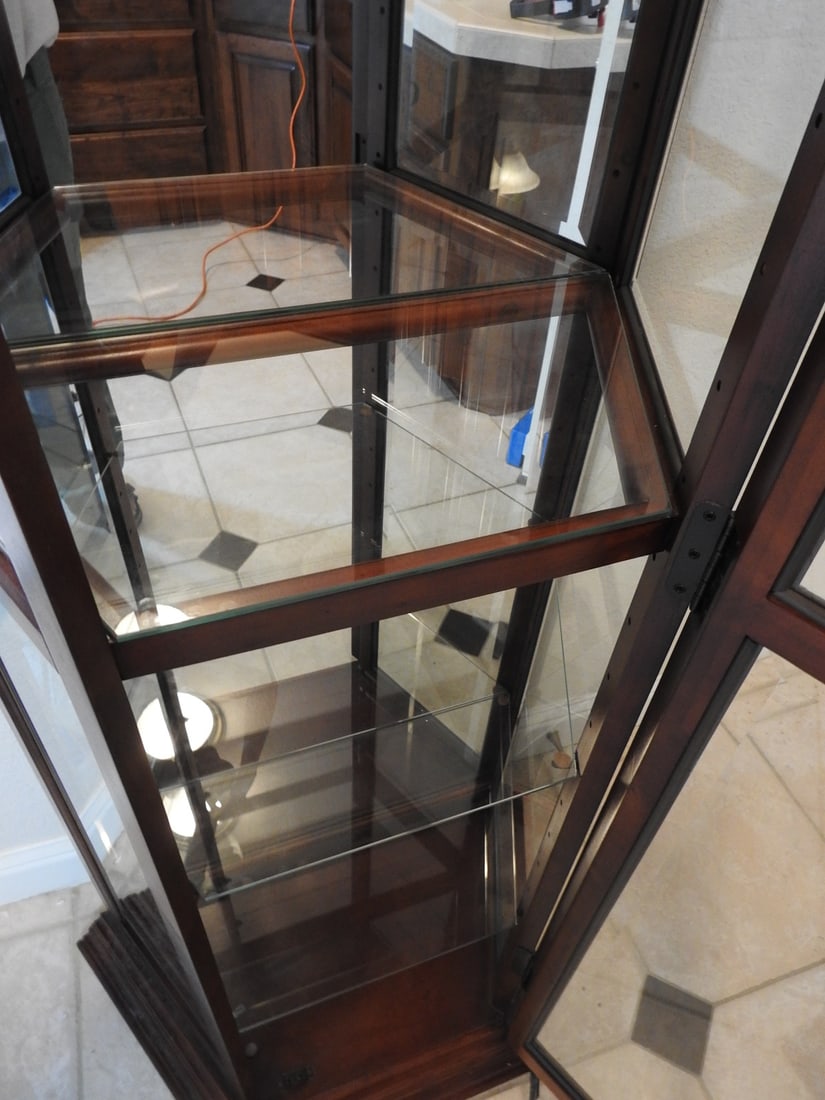 Cherry Finish Lighted Curio Cabinet - 3