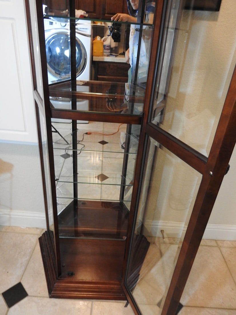 Cherry Finish Lighted Curio Cabinet - 4