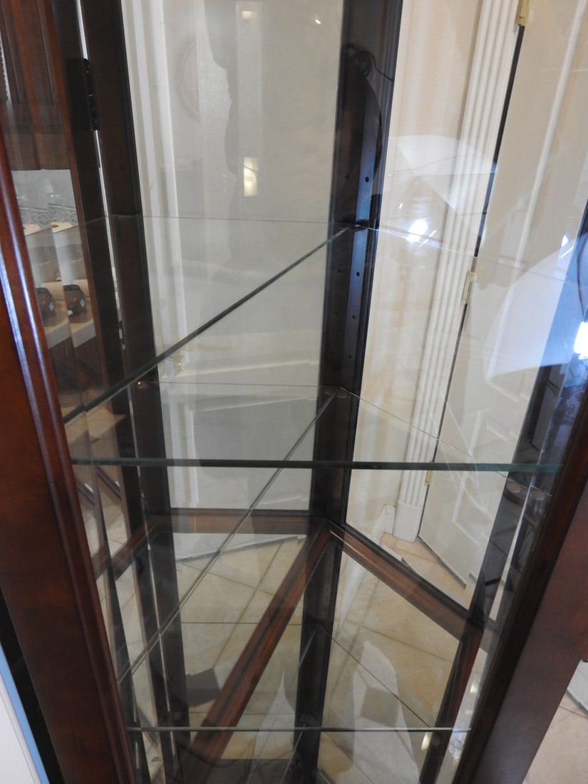 Cherry Finish Lighted Curio Cabinet - 5