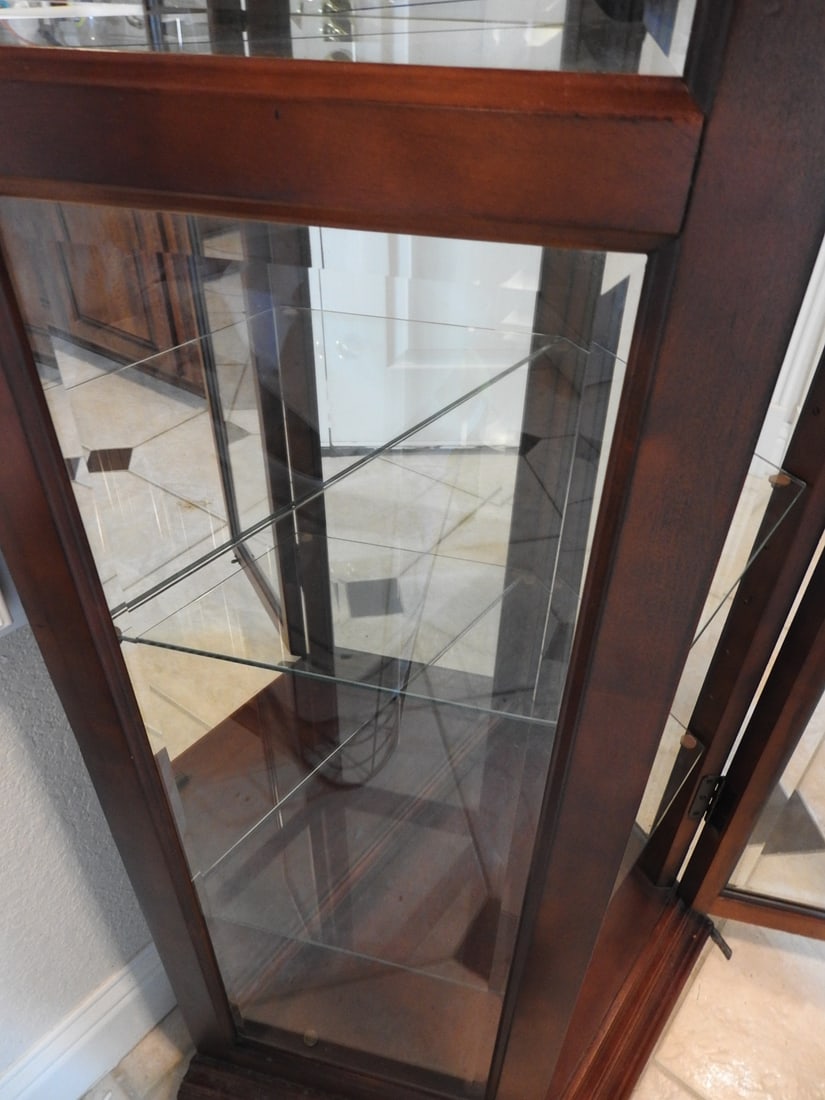 Cherry Finish Lighted Curio Cabinet - 6