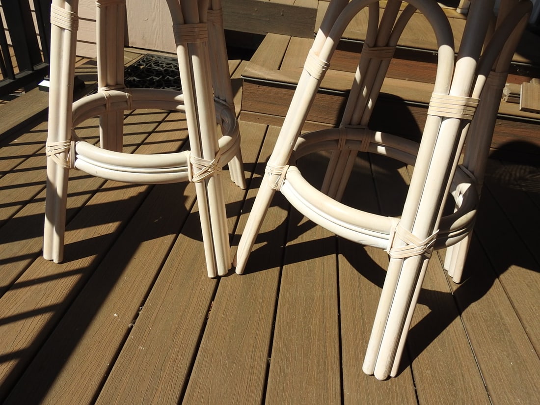 Pair of Bamboo & Rattan Bar Stools - 4