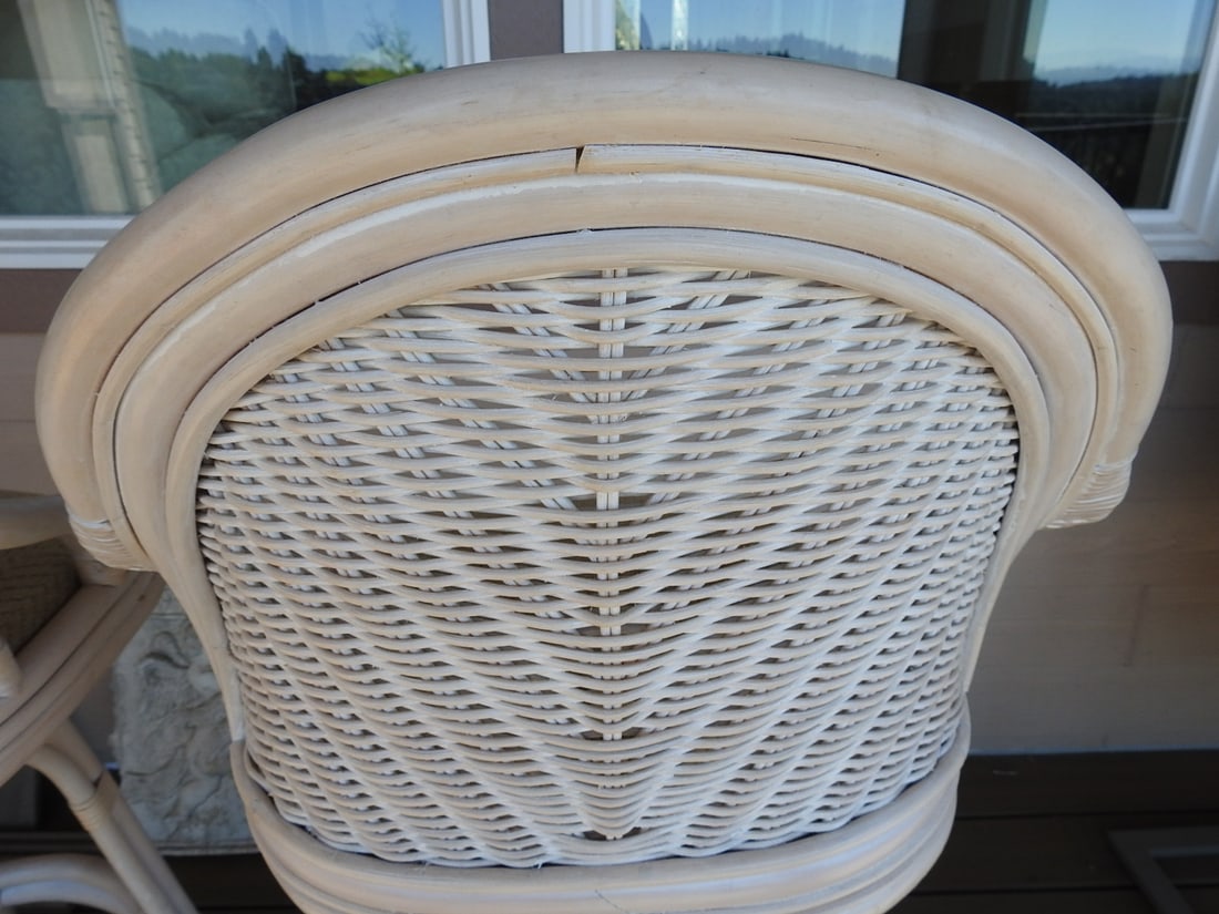 Pair of Bamboo & Rattan Bar Stools - 7
