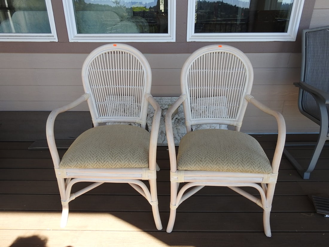 Pair of Bamboo & Rattan Armchairs - 4