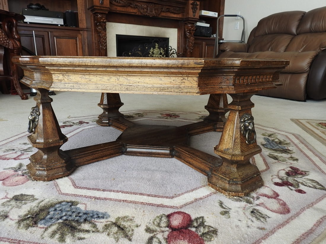 Vintage Octagonal Marble Top Coffee Table - 2