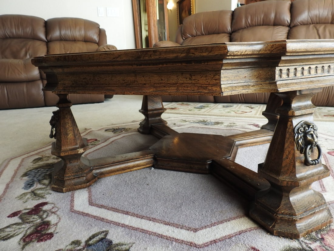 Vintage Octagonal Marble Top Coffee Table - 3