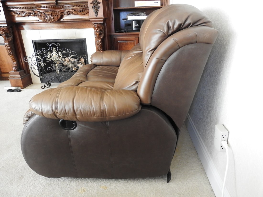 McGann Brown Leather Manual Reclining Loveseat - 2