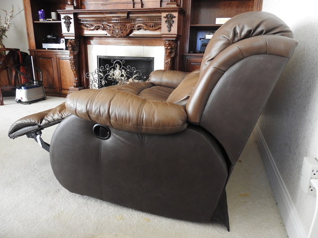 McGann Brown Leather Manual Reclining Loveseat - 6