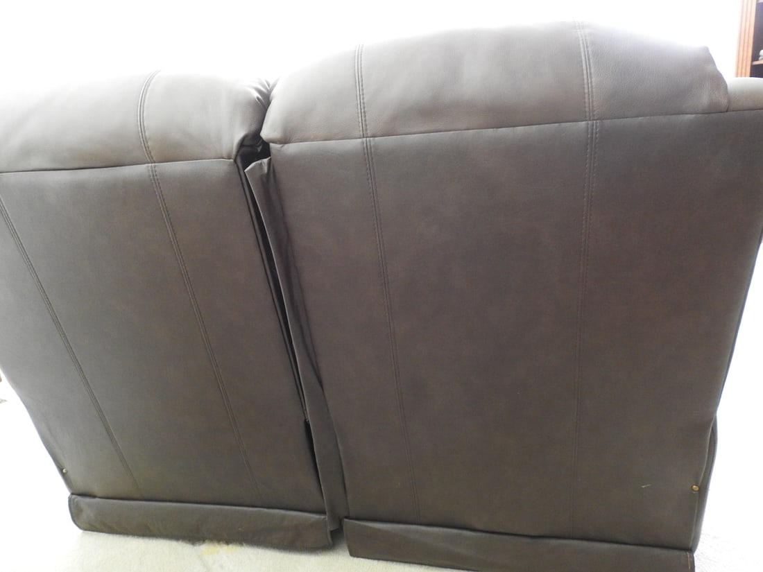 McGann Brown Leather Manual Reclining Loveseat - 7