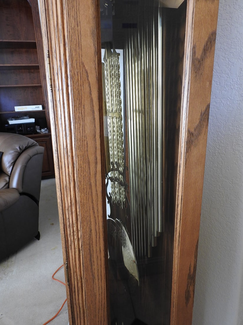Emperor Oak & Brass Grandfather Clock - 15