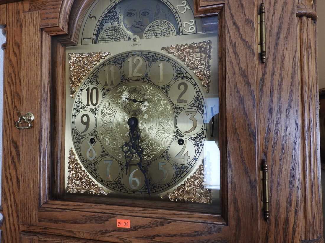 Emperor Oak & Brass Grandfather Clock - 2