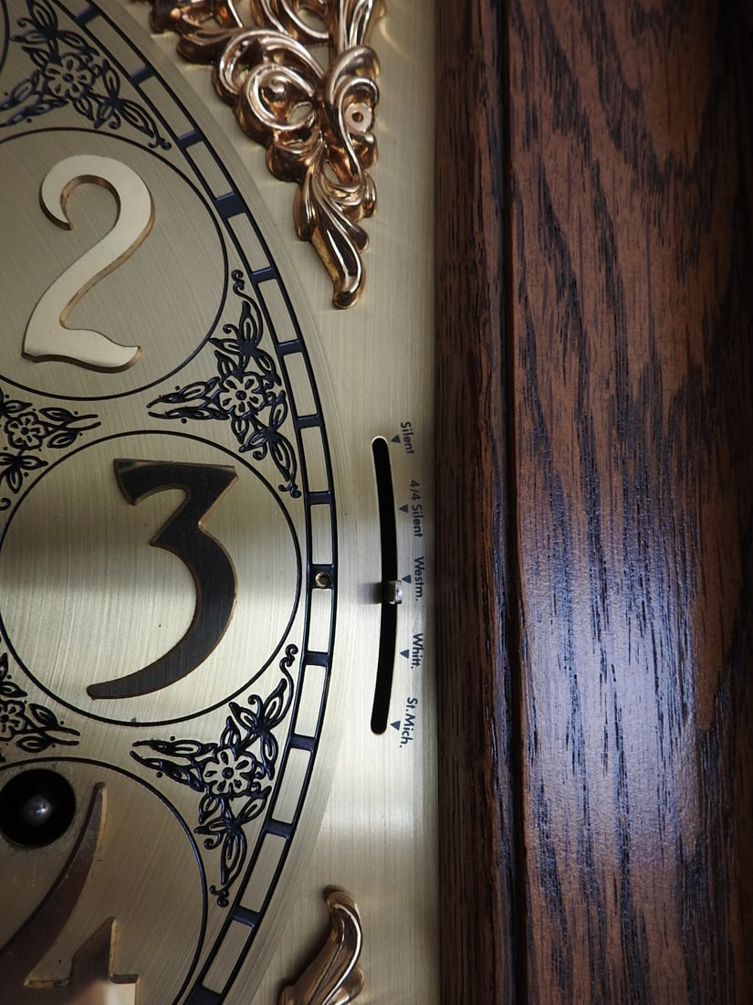 Emperor Oak & Brass Grandfather Clock - 4