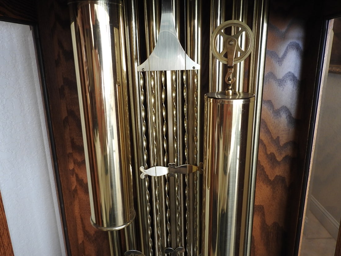 Emperor Oak & Brass Grandfather Clock - 5