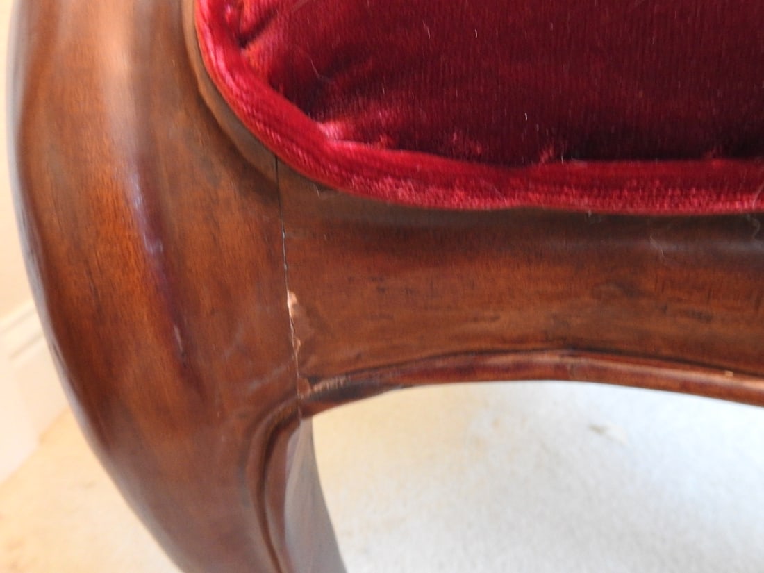 Vintage Victorian Style Red Velvet Parlor Chair - 13