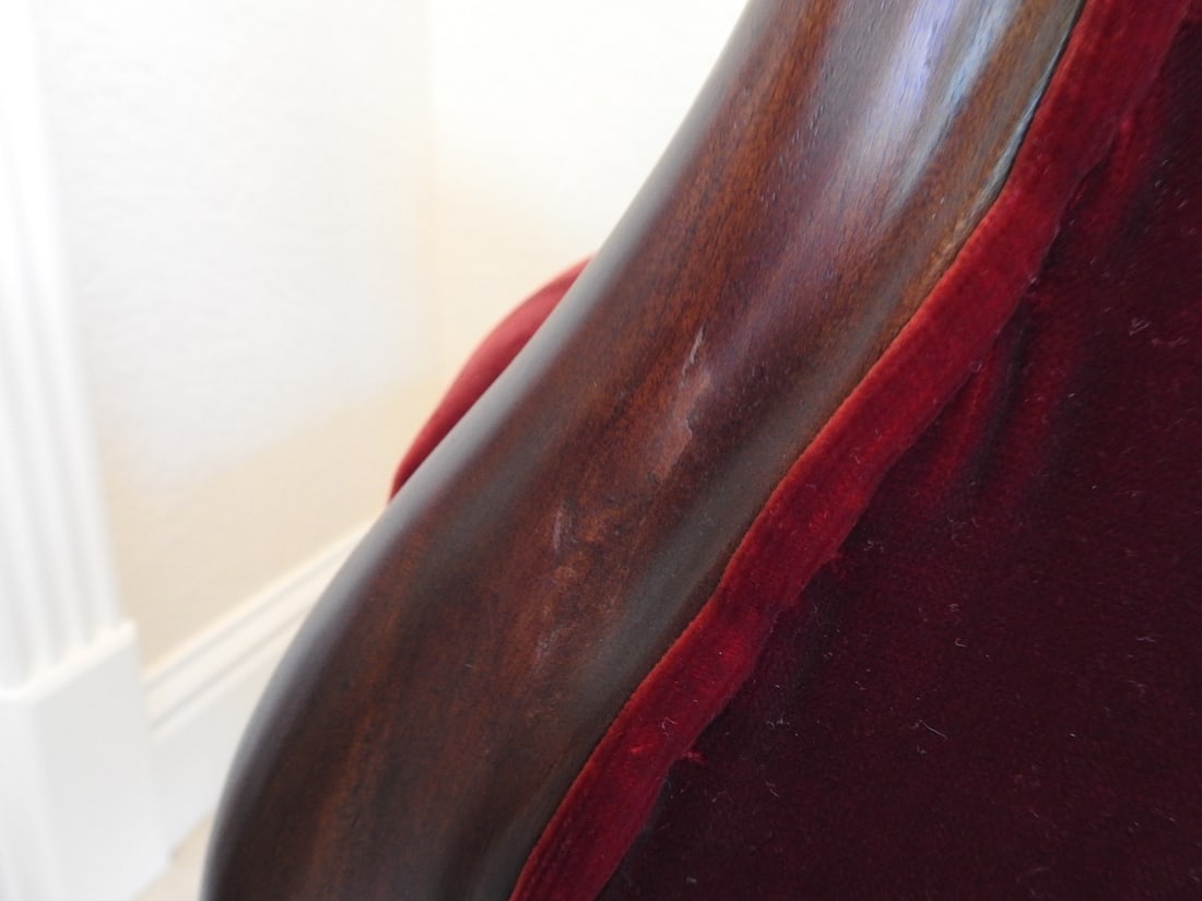 Vintage Victorian Style Red Velvet Parlor Chair - 9