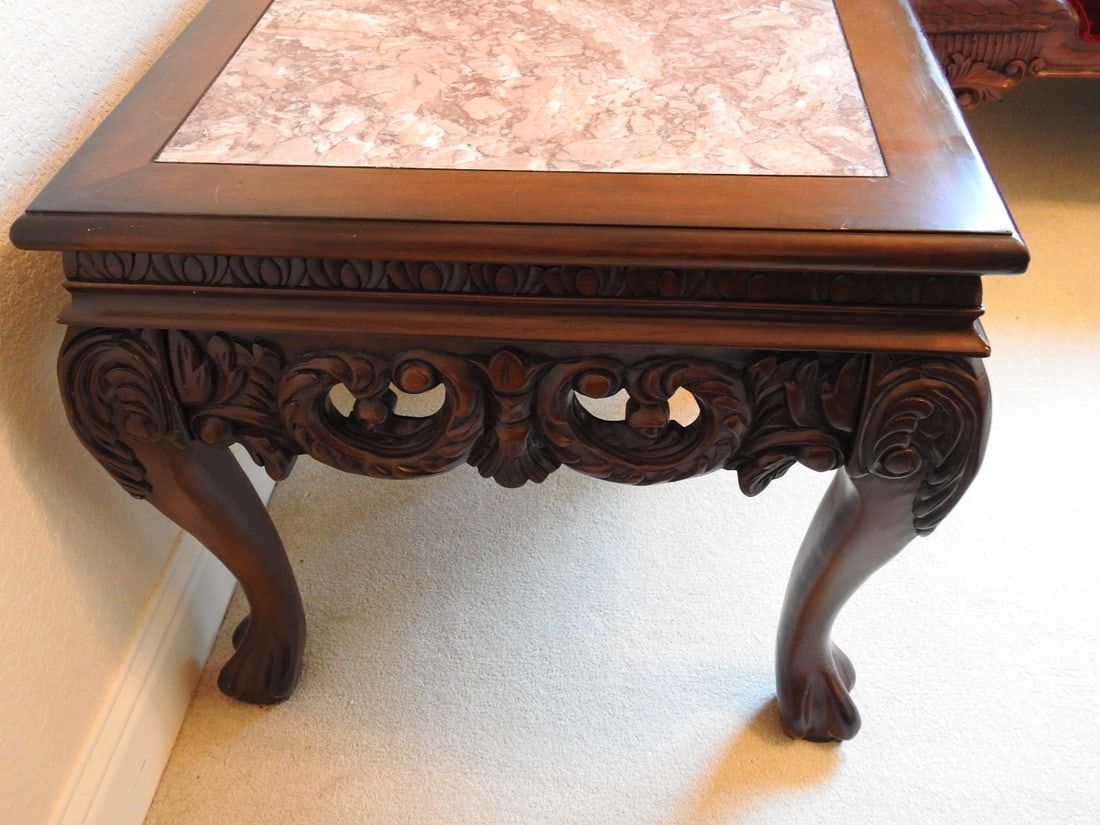 Rococo Style Breccia Pernice Marble Top End Table - 3