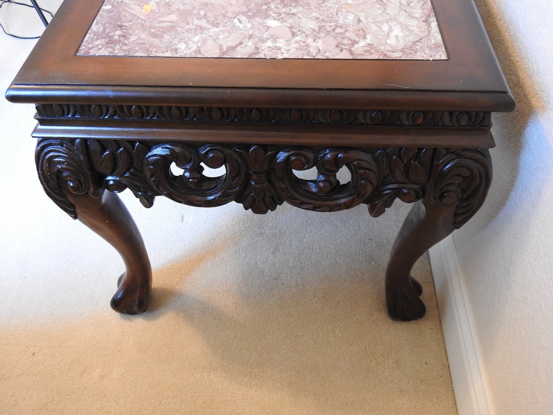 Rococo Style Breccia Pernice Marble Top End Table - 4