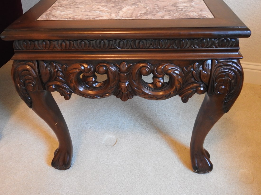 Rococo Style Breccia Pernice Marble Top End Table - 5