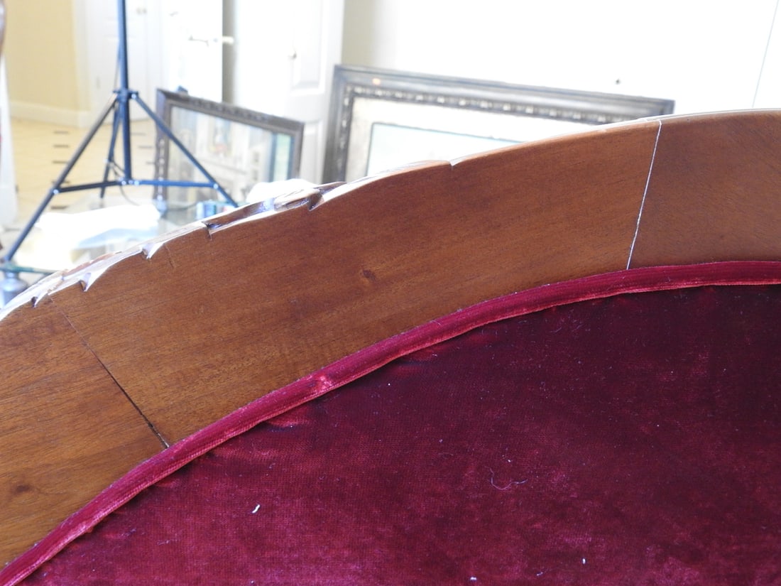 Vintage Victorian Style Red Velvet Chaise Lounge - 15
