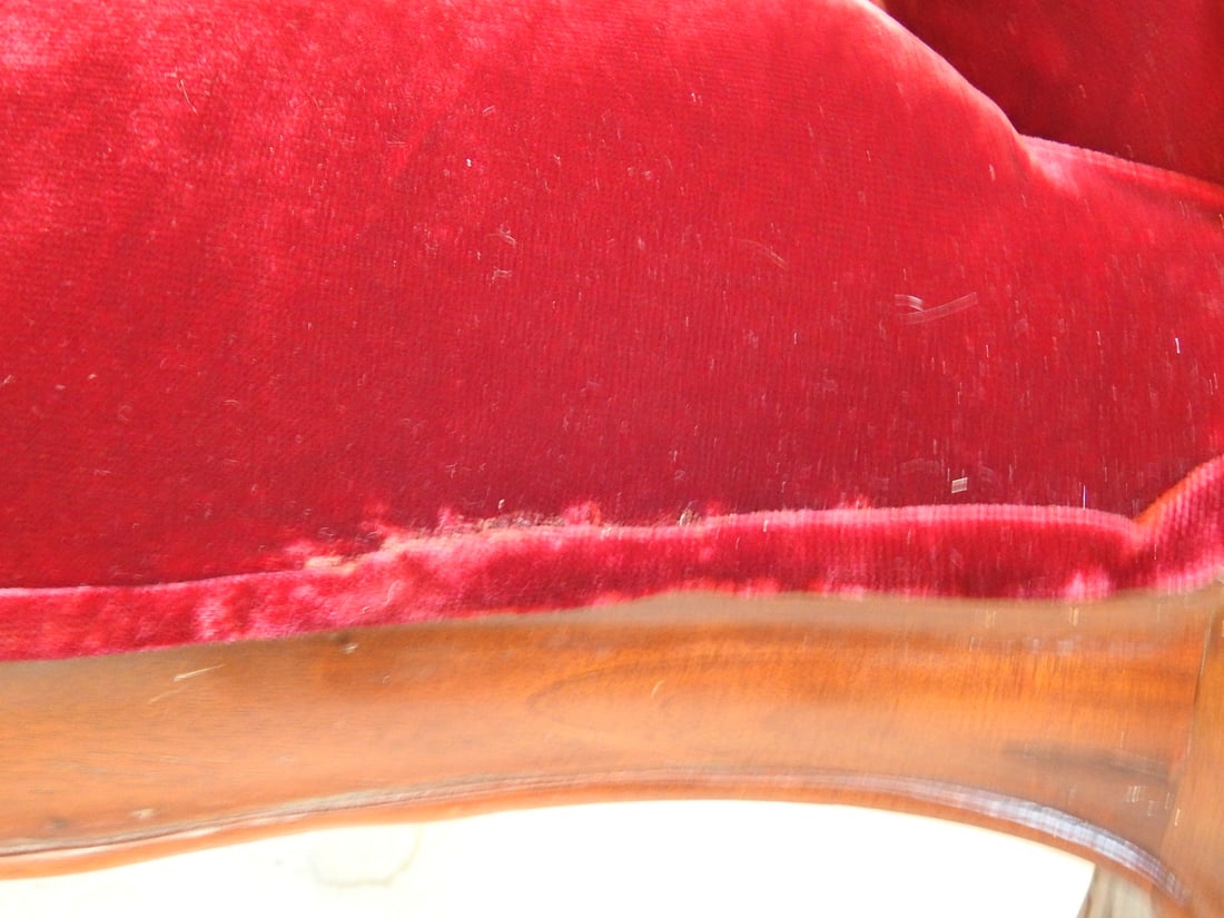 Vintage Victorian Style Red Velvet Parlor Chair - 5