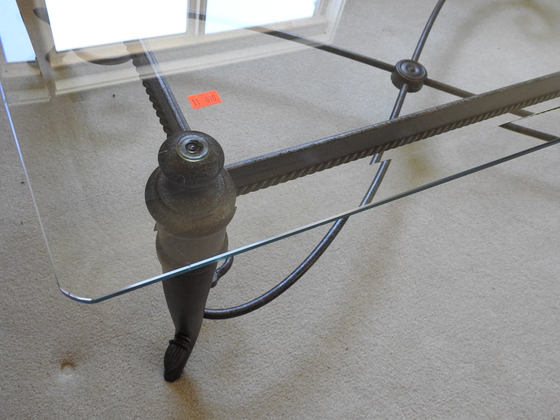 Classical Roman Style Metal & Glass Coffee Table - 2