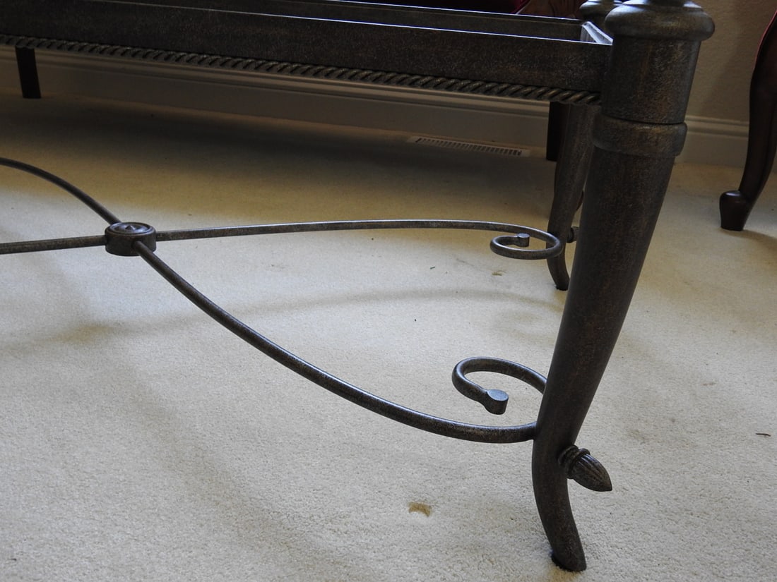 Classical Roman Style Metal & Glass Coffee Table - 4