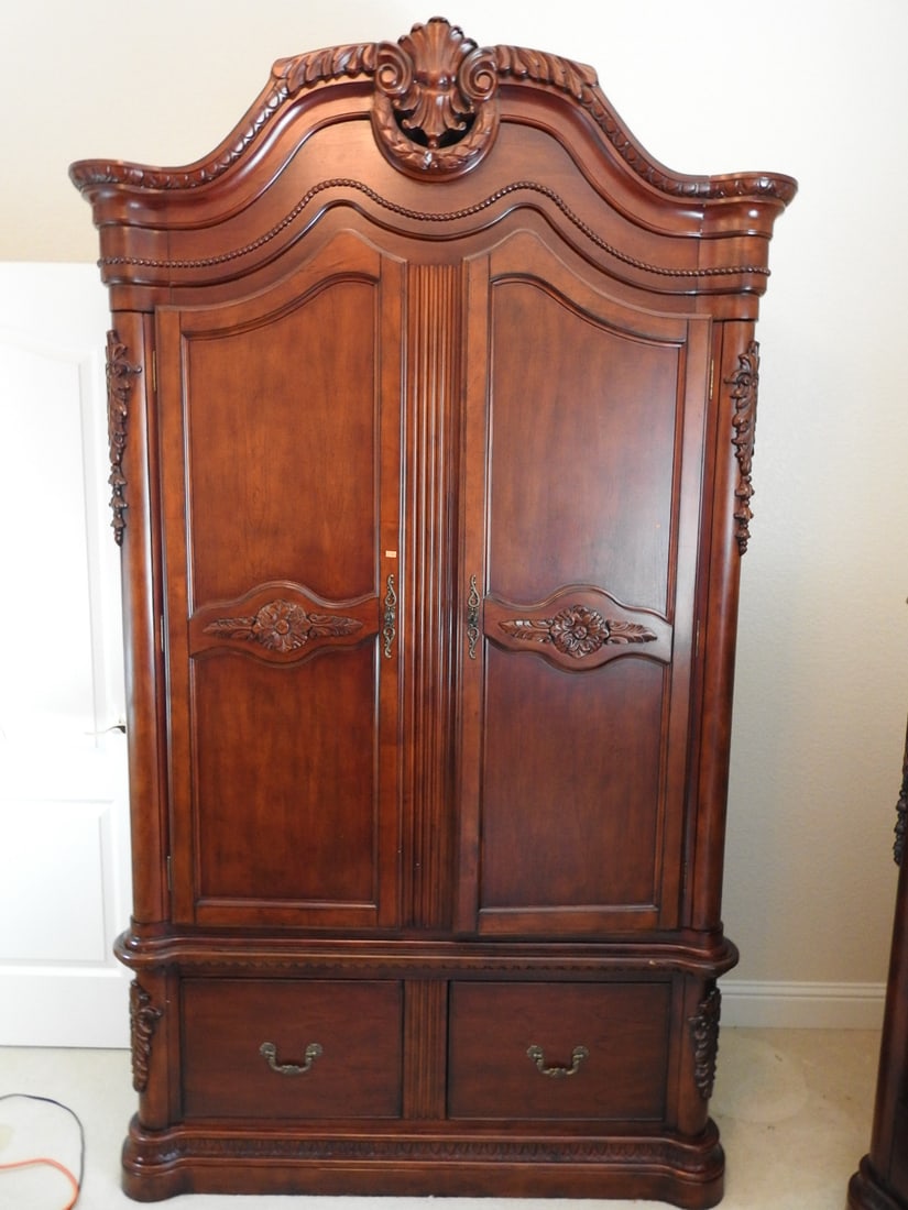 Classical Style Carved Mahogany Armoire (1 of 9)