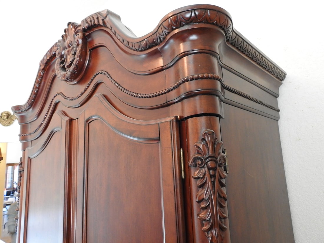 Classical Style Carved Mahogany Armoire - 8