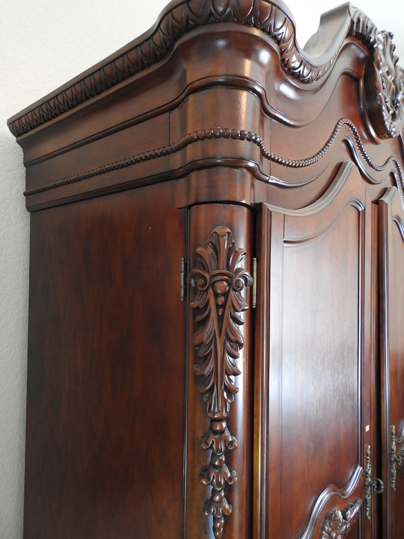 Classical Style Carved Mahogany Armoire - 9