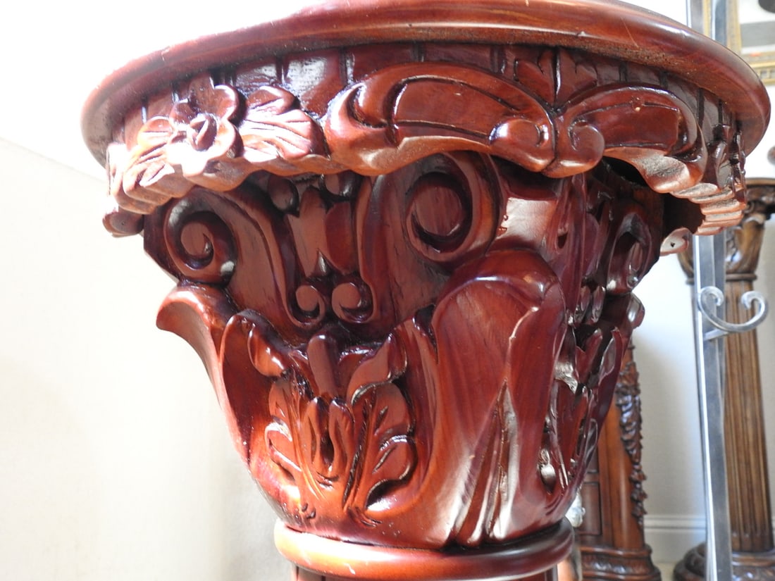 Breccia Pernice Marble Top Plant Stand Column - 6