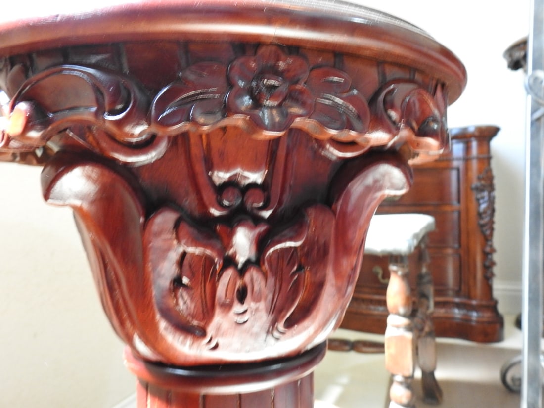 Breccia Pernice Marble Top Plant Stand Column - 3