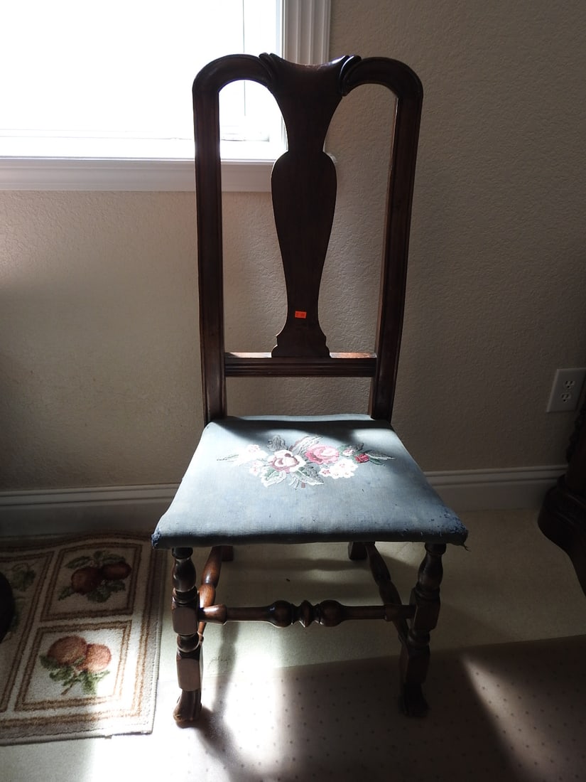 Antique Carved Wood High Back Chair (1 of 6)