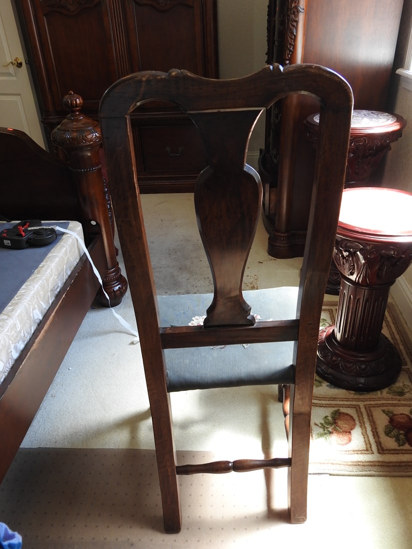 Antique Carved Wood High Back Chair - 5