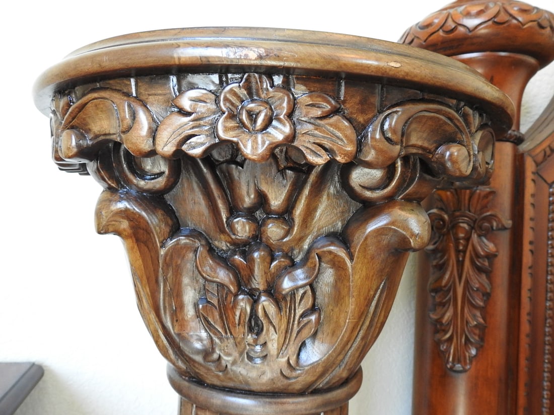 Tall Breccia Pernice Marble Top Plant Stand Column - 3