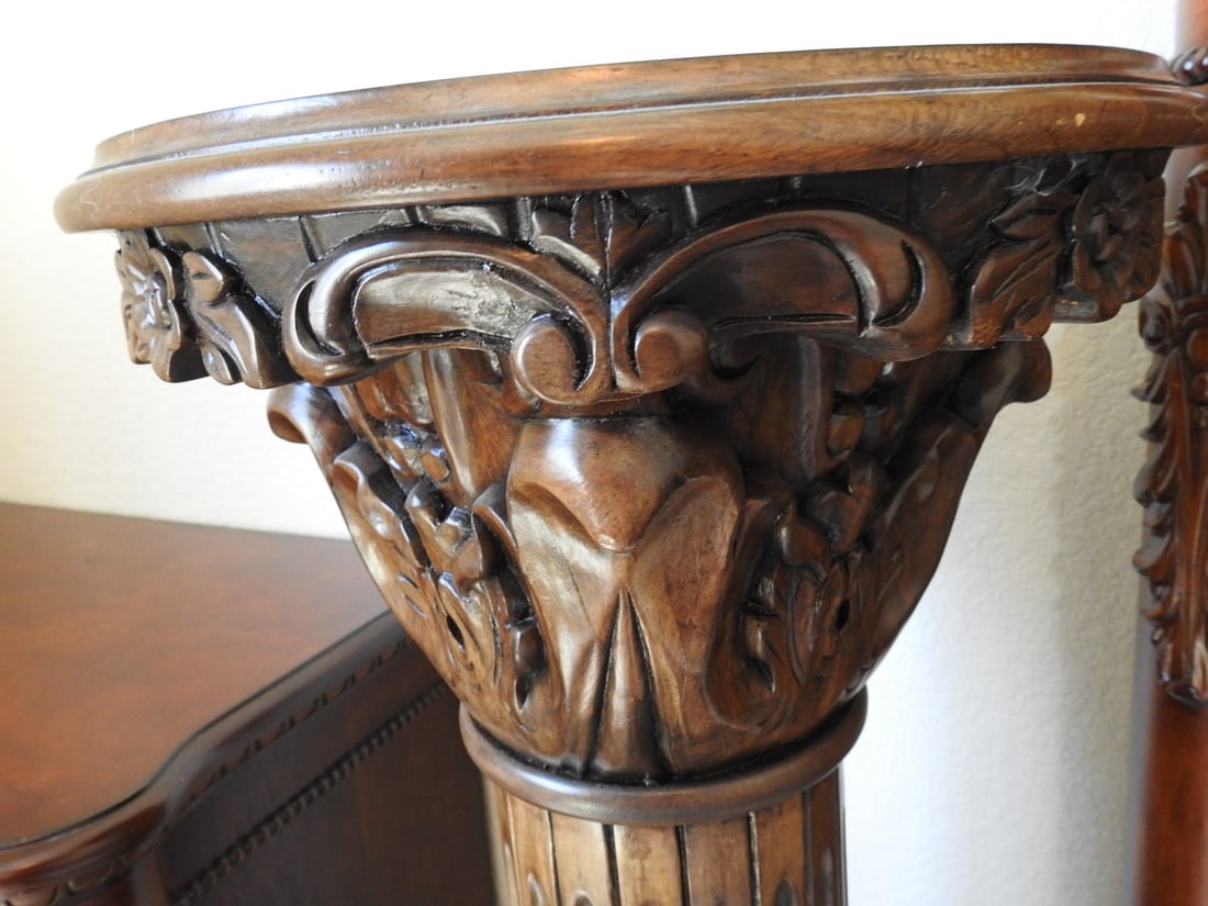 Tall Breccia Pernice Marble Top Plant Stand Column - 6