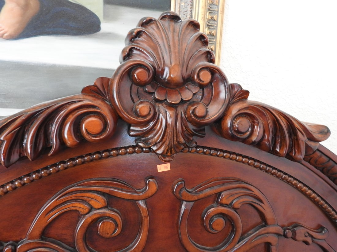 Vintage Rococo Style Carved Mahogany Sleigh Bed - 2