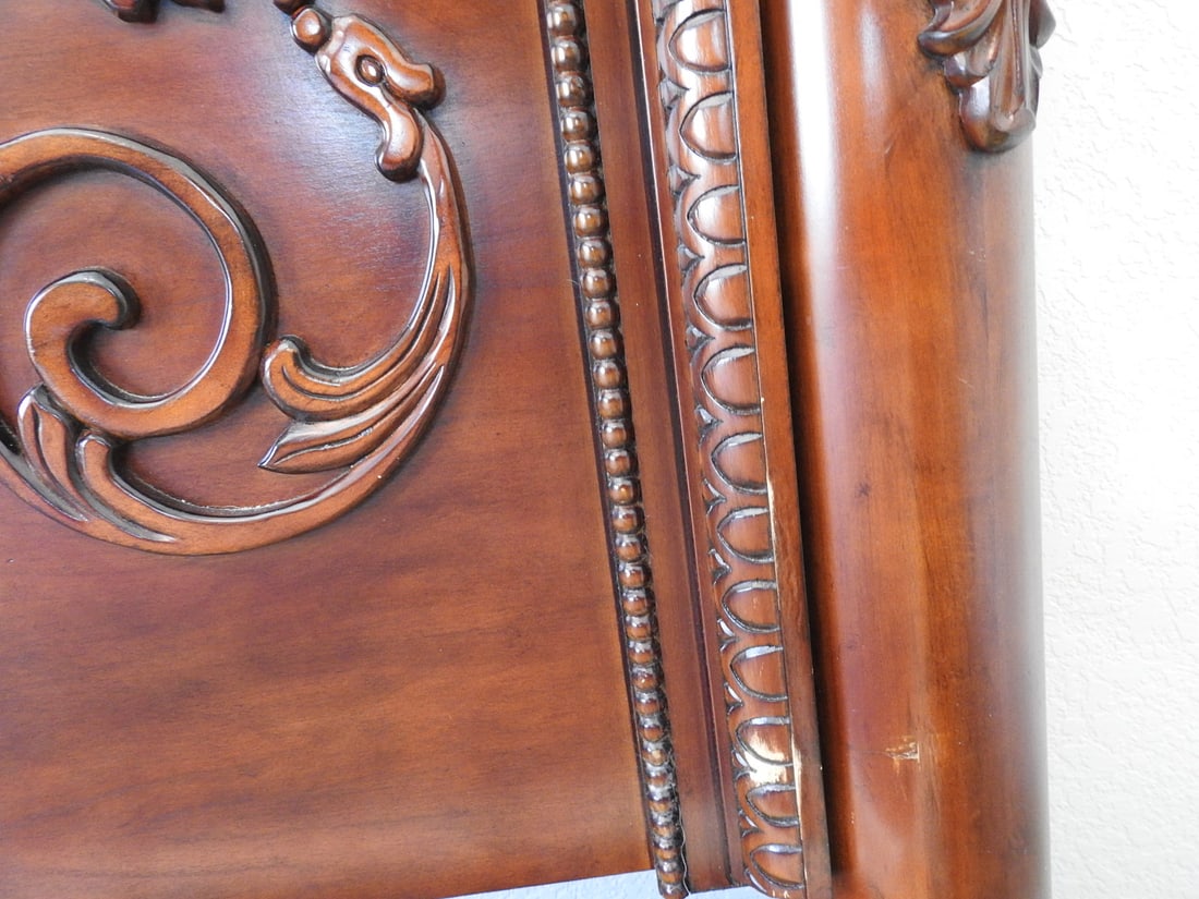 Vintage Rococo Style Carved Mahogany Sleigh Bed - 9