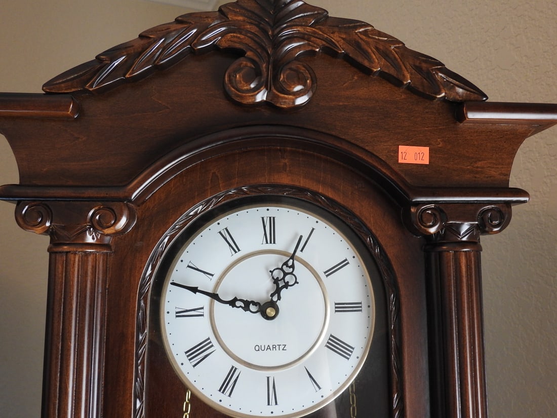 Neoclassical Style Carved Walnut Wall Clock - 2