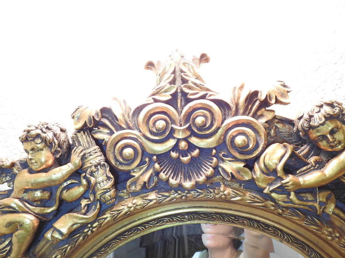 Large Baroque Rococo Style Pebbled Glass Mirror - 3