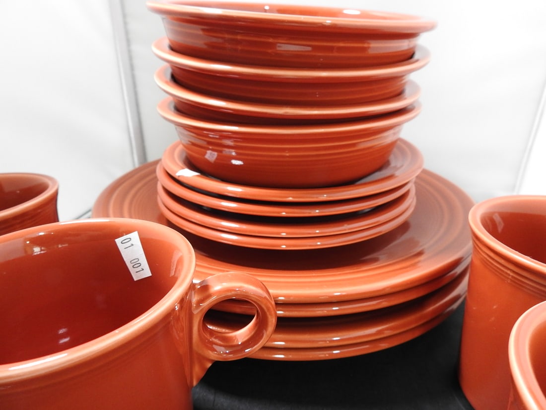 Fiestaware Orange Pottery Dinnerware Group, 18 Pieces - 3