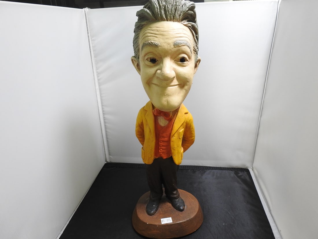 Vintage Don Lemon Hand-Painted Plaster Figure: Vintage hand-painted plaster figure noted as Don Lemon / Don Lemen. Painted plaster of Paris construction. Approx. 17 x 6 x 5 in.