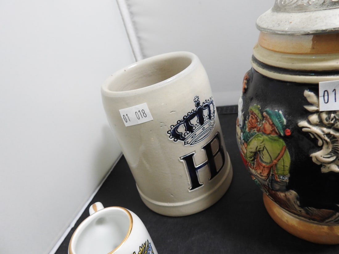 Vintage German Beer Stein and Stoneware Mug Group - 6
