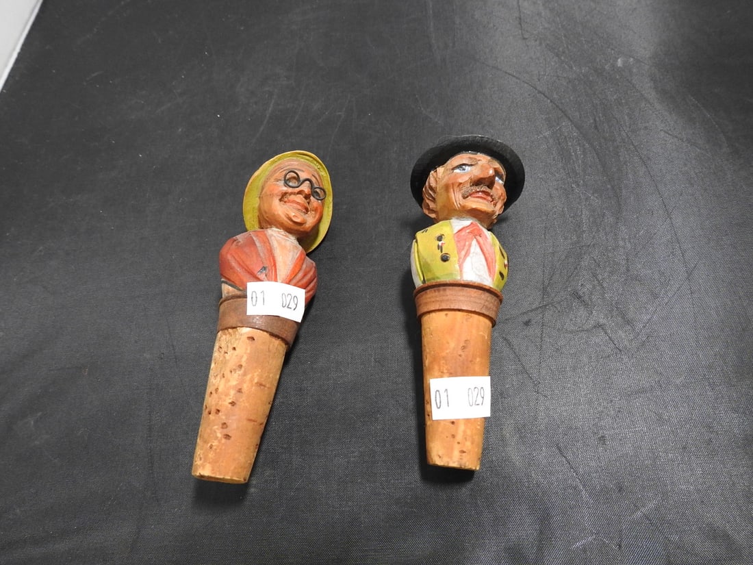 Vintage Hand-Carved German Bottle Stopper Group - 9