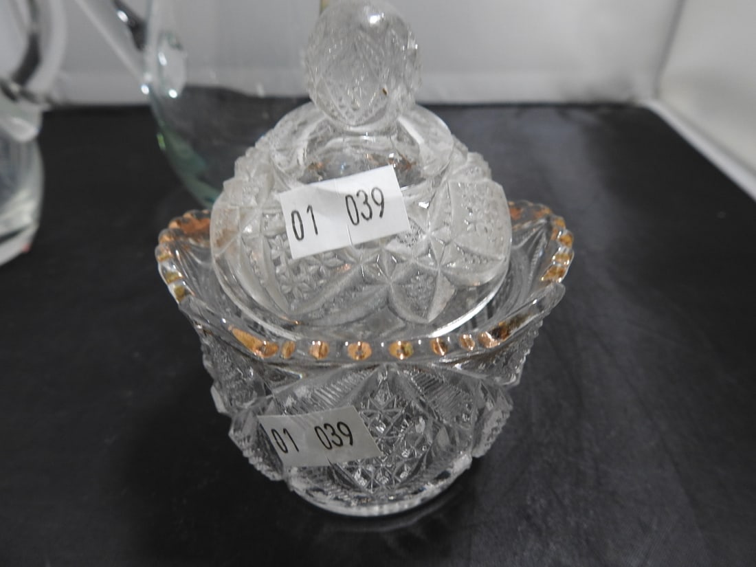 Vintage Glass Pitcher, Sugar Pot and Bell Group - 3