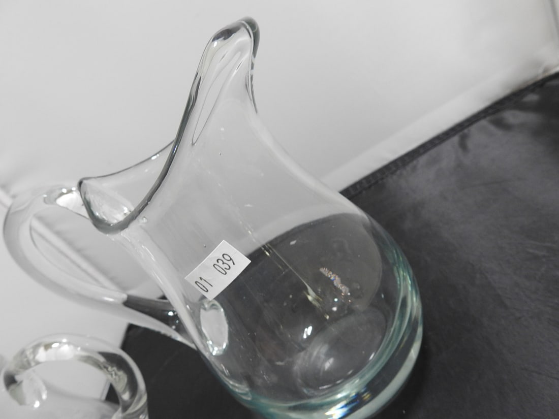 Vintage Glass Pitcher, Sugar Pot and Bell Group - 5