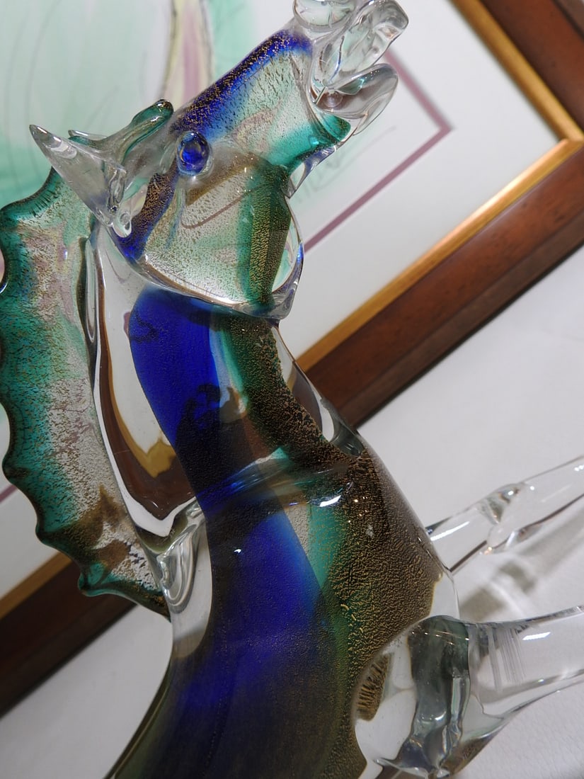 Murano Glass Hippocampus and Framed Art Lot - 4