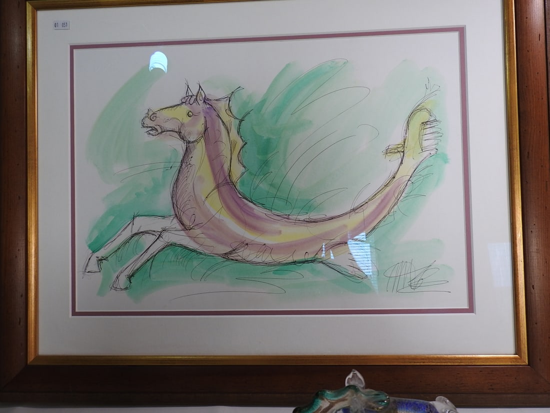 Murano Glass Hippocampus and Framed Art Lot - 6