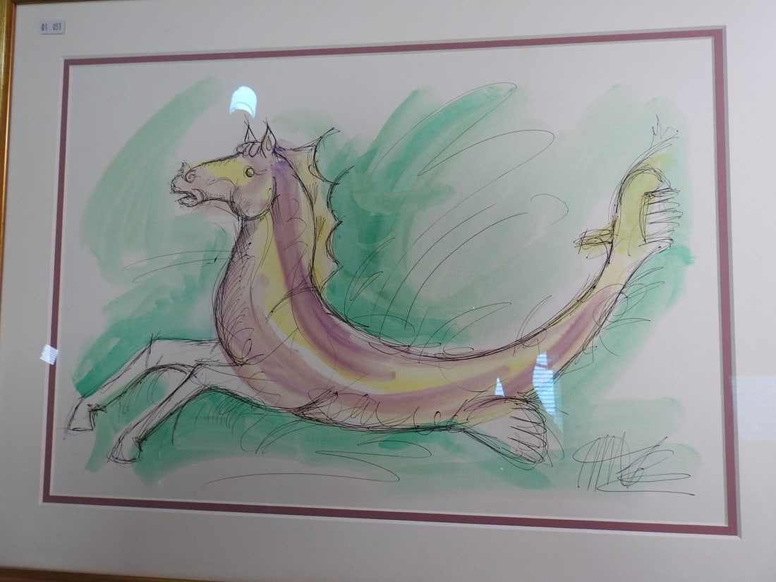 Murano Glass Hippocampus and Framed Art Lot - 8