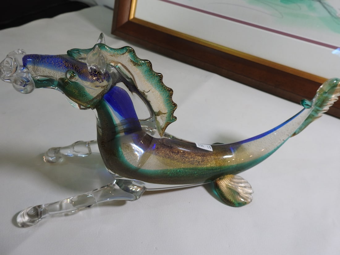 Murano Glass Hippocampus and Framed Art Lot - 9